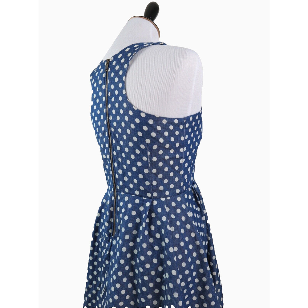 Fairground Size L Polka Dot Fit & Flare Dress Geometric Sequin Blue - Picture 5 of 10